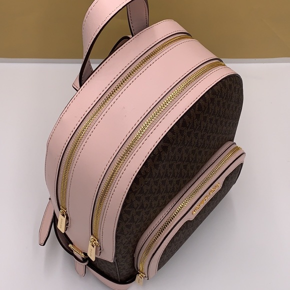 MICHAEL KORS JAYCEE MEDIUM ZIP POCKET BACKPACK BROWN /PINK SIGNATURE COL… - Picture 6 of 16